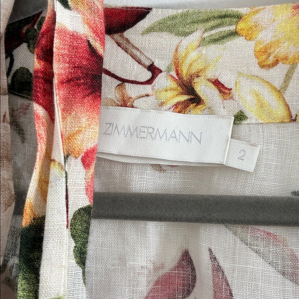 ZIMMERMANN LINEN LEXI FLORAL WRAP DRESS - Picture 8 of 9
